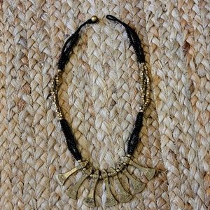 Vintage metal and beaded necklace from India, 17 in